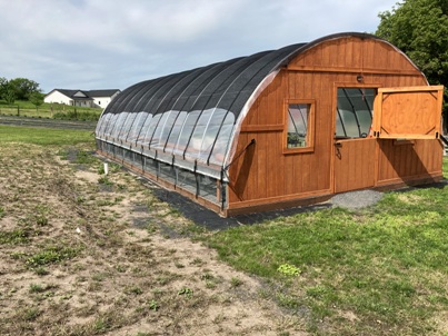 The Bald Butte Lavender Farm's 20x40 foot high tunnel greenhouse.